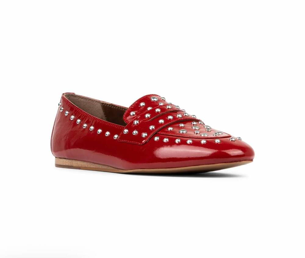 NEW DONALD PLINER women's glimmer loafer in tomato